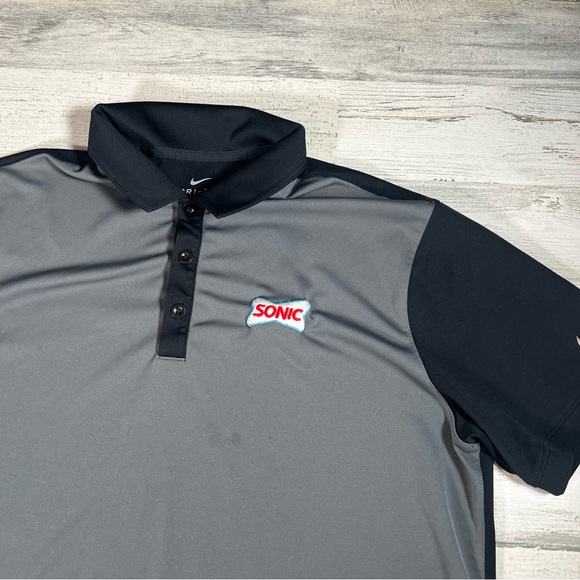 Nike Golf Men’s Sonic Performance Polo Shirt Black Gray Size Large Fast Food - Picture 3 of 6